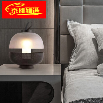 简约妮卡中山灯具后现代创意设计师复古酒店装饰客厅灯美式简约玻璃2023D24*H28cm图片款按钮开关	