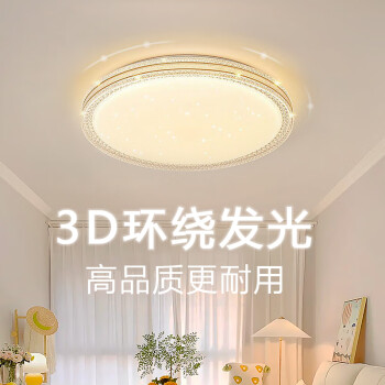 朗科达卧室灯2023年新款主卧房间灯具现代简约网红款轻奢书房led吸顶灯金圆50cm调三色45W	